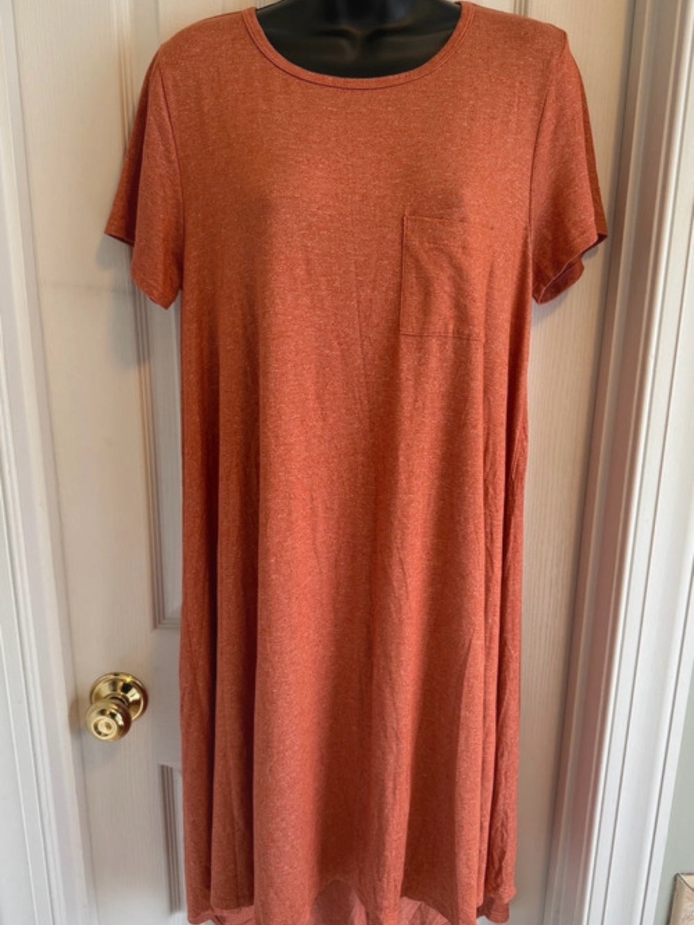 Lularoe Women’s Short Sleeve Pocket Swing Dress - Burnt Orange